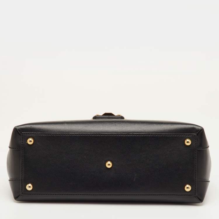 Pre Owned Dolce & Gabbana Lucia Black Leather Studded Top Handle Bag