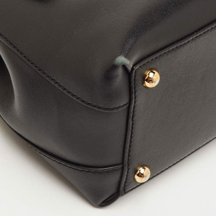 Pre Owned Dolce & Gabbana Lucia Black Leather Studded Top Handle Bag