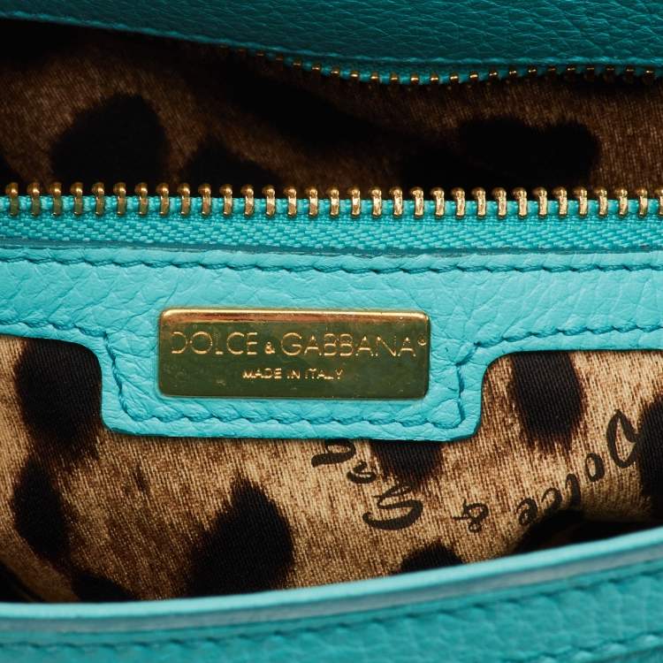 مملوكة مسبقًا حقيبة دولتشي أند غابانا مس سيسيلي كبيرة يد علوية جلد أزرق أكوا