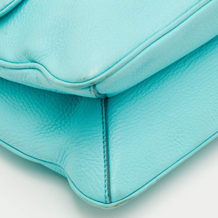 مملوكة مسبقًا حقيبة دولتشي أند غابانا مس سيسيلي كبيرة يد علوية جلد أزرق أكوا