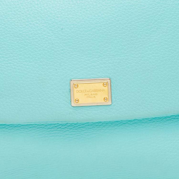 مملوكة مسبقًا حقيبة دولتشي أند غابانا مس سيسيلي كبيرة يد علوية جلد أزرق أكوا