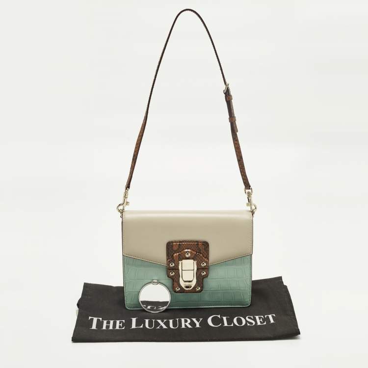 Pre Owned Dolce & Gabbana Lucia Multicolor Crocodile, Python and Leather Shoulder Bag
