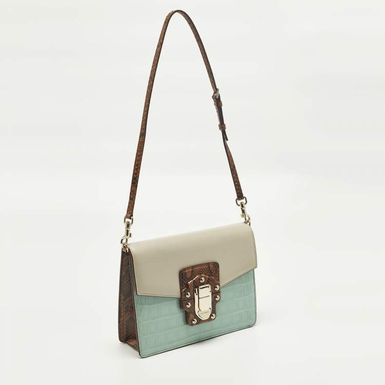 Pre Owned Dolce & Gabbana Lucia Multicolor Crocodile, Python and Leather Shoulder Bag
