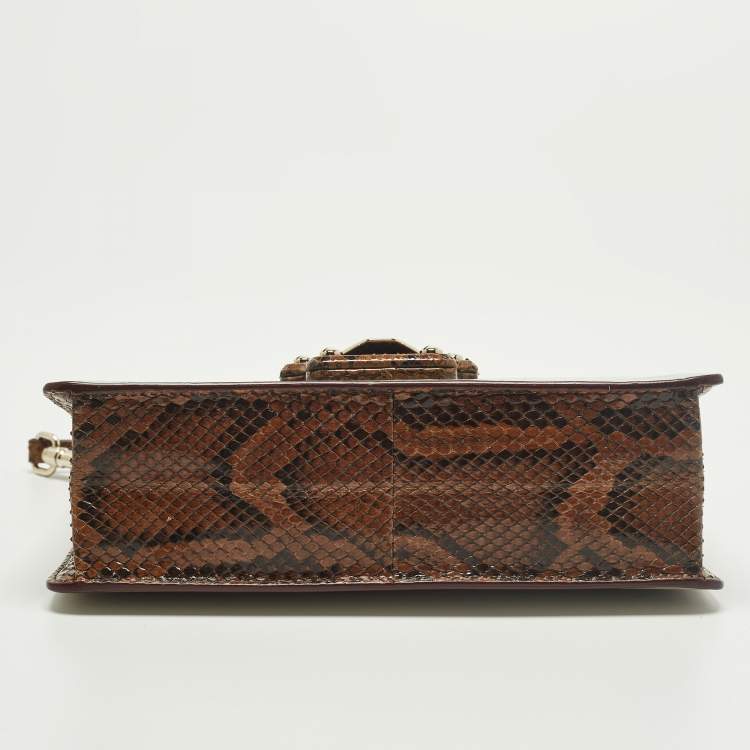 Pre Owned Dolce & Gabbana Lucia Multicolor Crocodile, Python and Leather Shoulder Bag