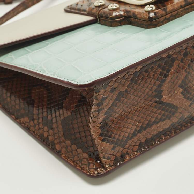 Pre Owned Dolce & Gabbana Lucia Multicolor Crocodile, Python and Leather Shoulder Bag