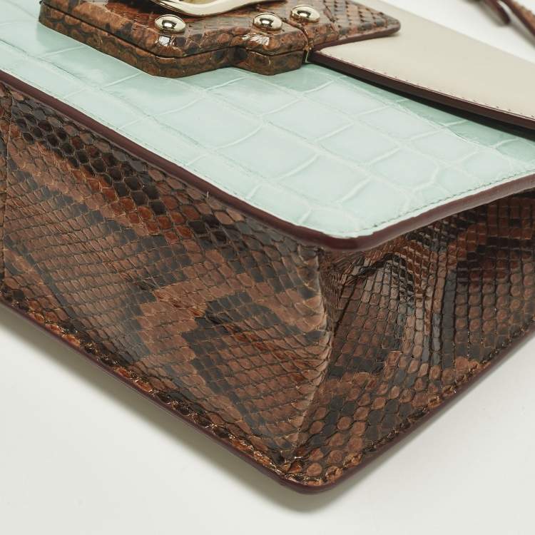 Pre Owned Dolce & Gabbana Lucia Multicolor Crocodile, Python and Leather Shoulder Bag