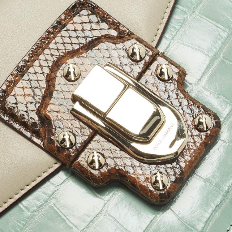 Pre Owned Dolce & Gabbana Lucia Multicolor Crocodile, Python and Leather Shoulder Bag