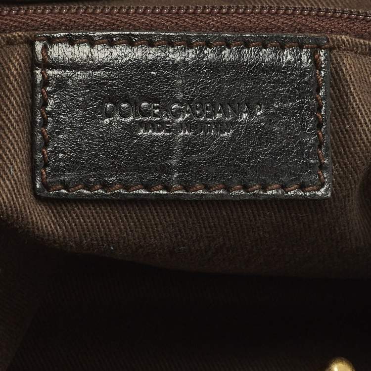Pre Owned حقيبة إطار جلد أسود بجيب قفل دولتشي أند غابانا