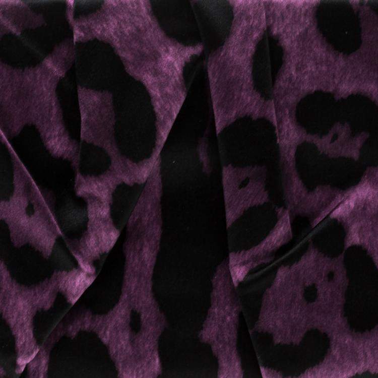 Pre Owned Dolce & Gabbana Purple Leopard Print Satin Miss Lady Clutch