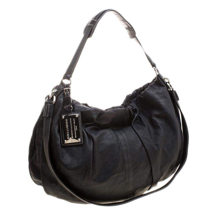 Pre Owned Dolce & Gabbana Black Leather Miss Night and Day Hobo