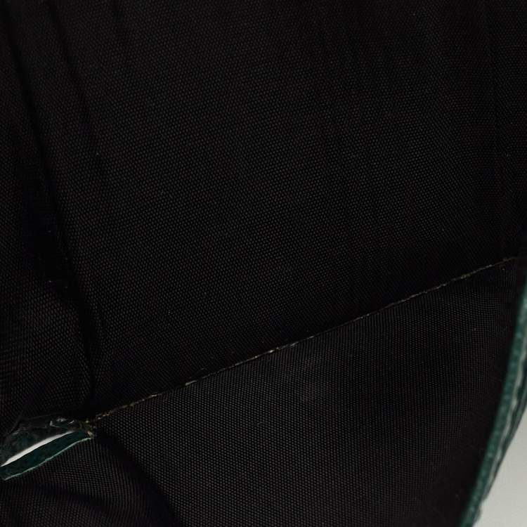 Pre Owned Dolce & Gabbana Green Leather Trifold Wallet