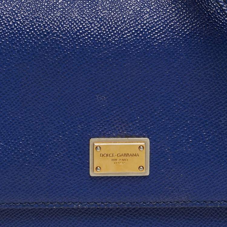 Pre Owned حقيبة دولتشي أند غابانا ميس سيسيلي جلد أزرق متوسطة بيد علوية