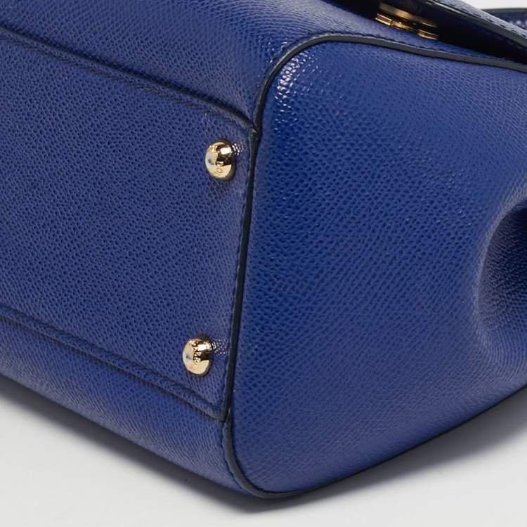 Pre Owned حقيبة دولتشي أند غابانا ميس سيسيلي جلد أزرق متوسطة بيد علوية