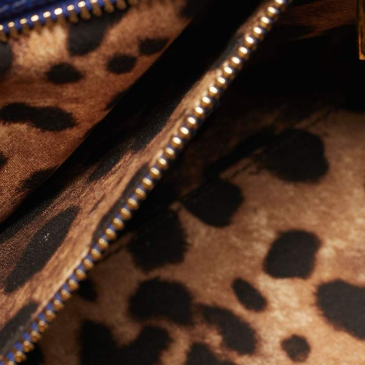 Pre Owned حقيبة دولتشي أند غابانا ميس سيسيلي جلد أزرق متوسطة بيد علوية