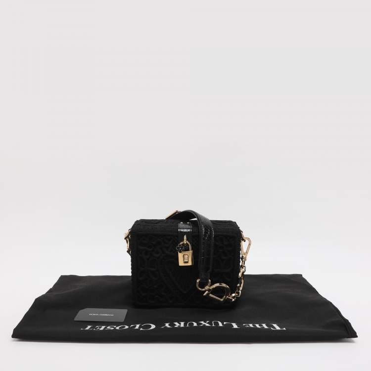 Pre Owned حقيبة كلتش دولتشي أند غابانا صندوقية دانتيل أسود