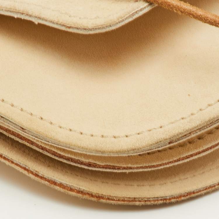 Pre Owned Dolce & Gabbana Vintage Boho Chic Cream/Brown Suede Flap Shoulder Bag