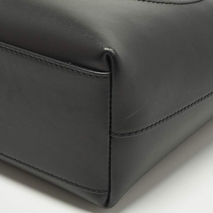 Pre Owned Dolce & Gabbana DG Embossed Logo Small Black Leather Tote