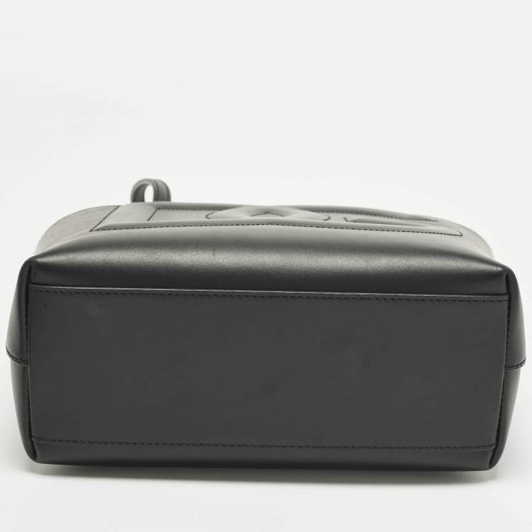 Pre Owned Dolce & Gabbana DG Embossed Logo Small Black Leather Tote