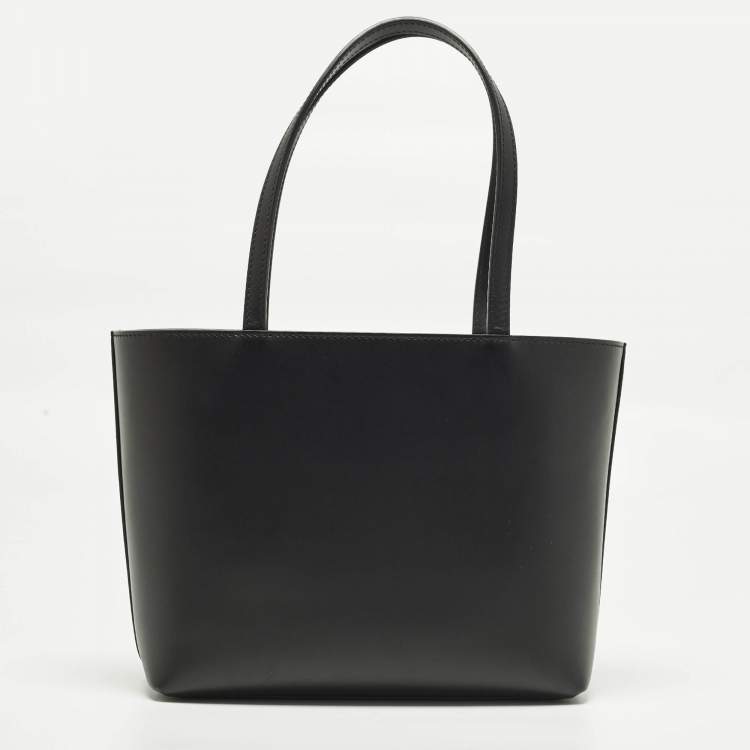 Pre Owned Dolce & Gabbana DG Embossed Logo Small Black Leather Tote