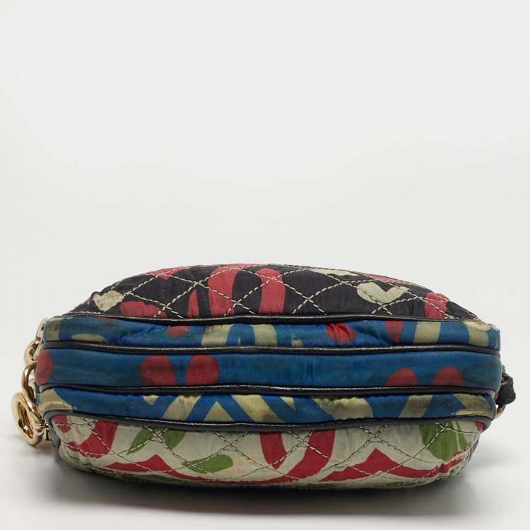 Pre Owned Dolce & Gabbana Lily Glam Multicolor Quilted Fabric and Leather Crossbody Bag