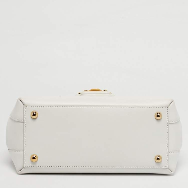 Pre Owned Dolce & Gabbana Lucia Small White Leather Top Handle Bag