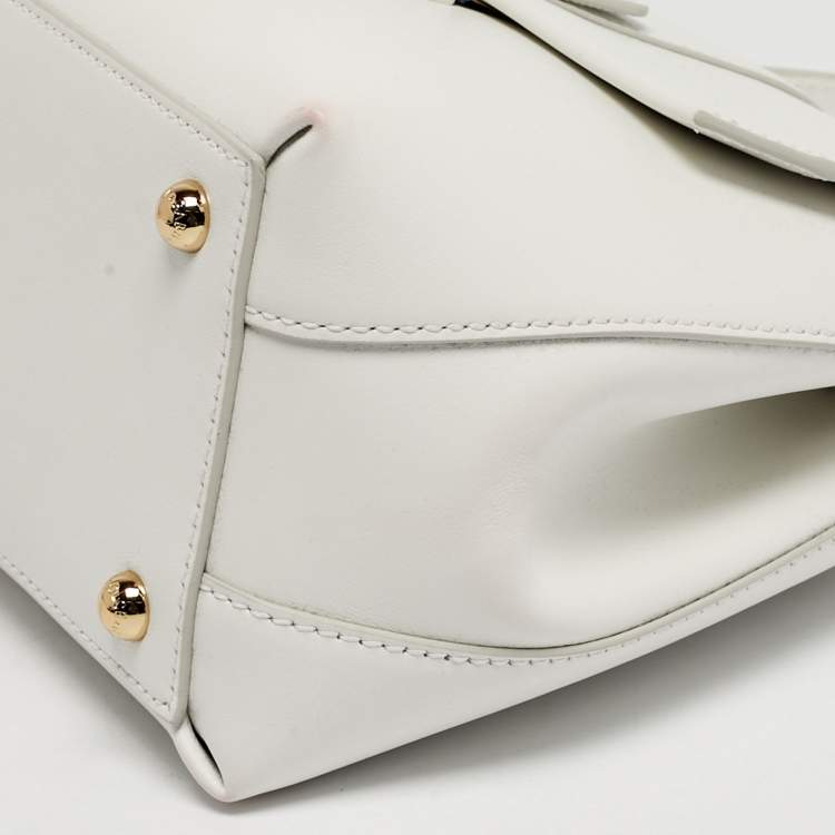 Pre Owned Dolce & Gabbana Lucia Small White Leather Top Handle Bag