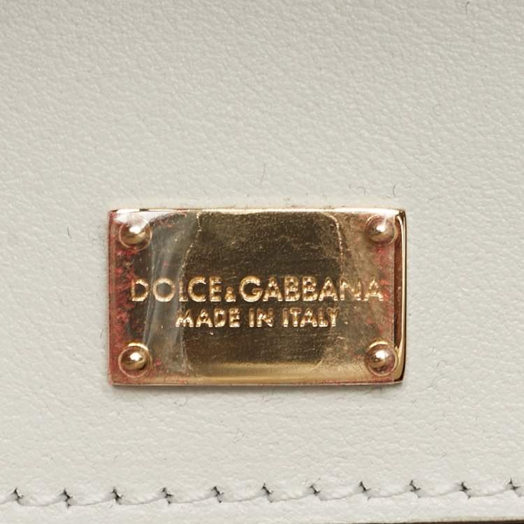 Pre Owned Dolce & Gabbana Lucia Small White Leather Top Handle Bag