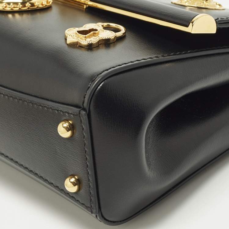 Pre Owned Dolce & Gabbana Marlene City Mini Black Leather Shoulder Bag