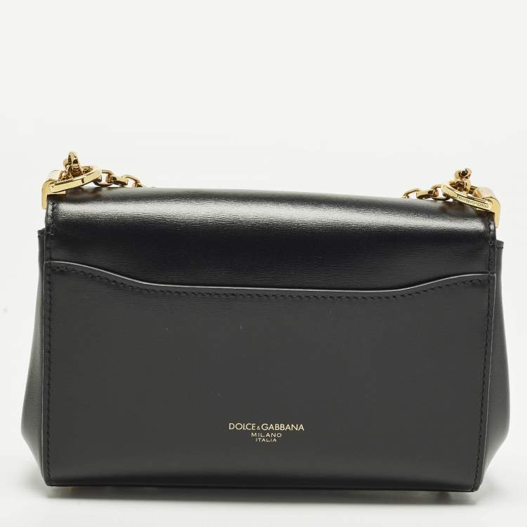 Pre Owned Dolce & Gabbana Marlene City Mini Black Leather Shoulder Bag