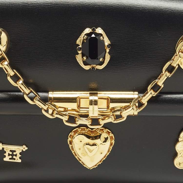 Pre Owned Dolce & Gabbana Marlene City Mini Black Leather Shoulder Bag