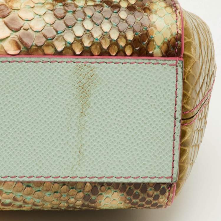 Pre Owned Dolce & Gabbana Miss Sicily Multicolor Crocodile and Python Top Handle Bag