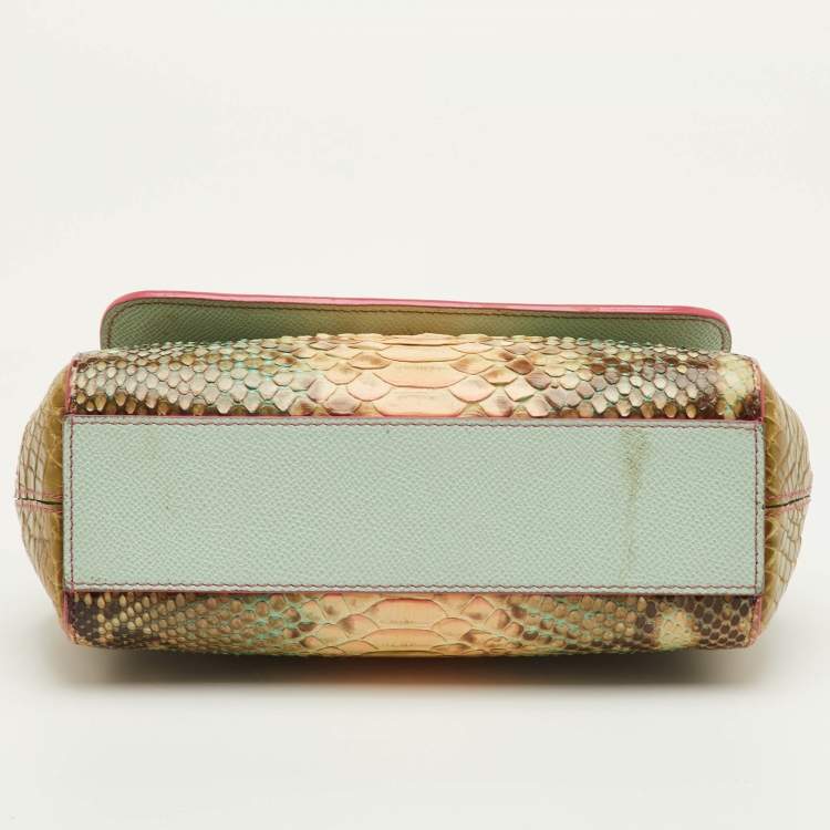 Pre Owned Dolce & Gabbana Miss Sicily Multicolor Crocodile and Python Top Handle Bag