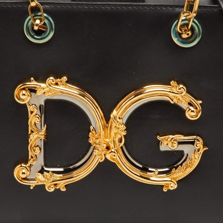 Pre Owned Dolce & Gabbana DG Girls Black Leather Tote