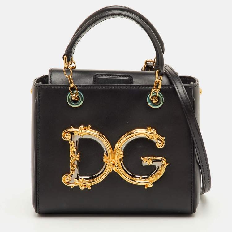 Pre Owned Dolce & Gabbana DG Girls Black Leather Tote