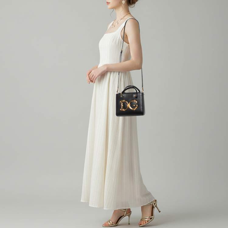 Pre Owned Dolce & Gabbana DG Girls Black Leather Tote