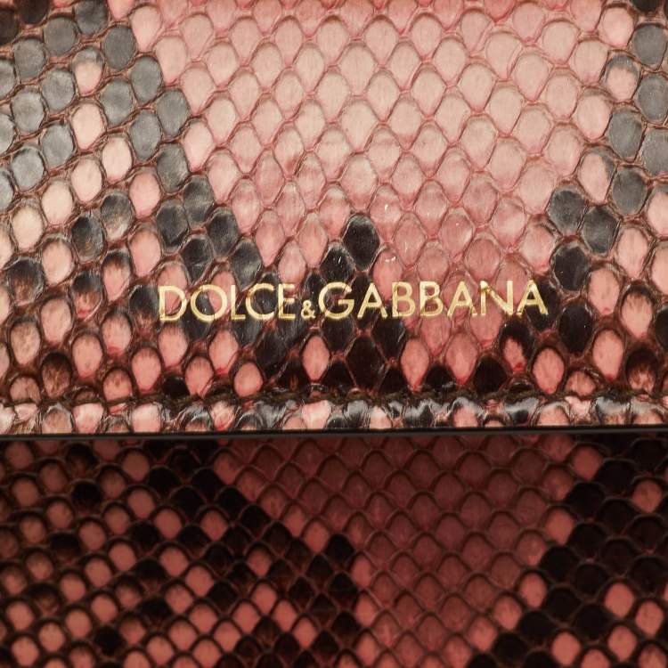 Pre Owned Dolce & Gabbana Sicily 58 Pink/Beige Python Top Handle Bag