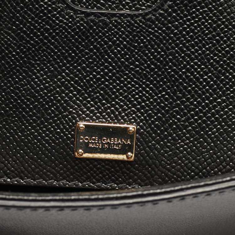 Pre Owned Dolce & Gabbana Miss Sicily Medium Black Leather Top Handle Bag