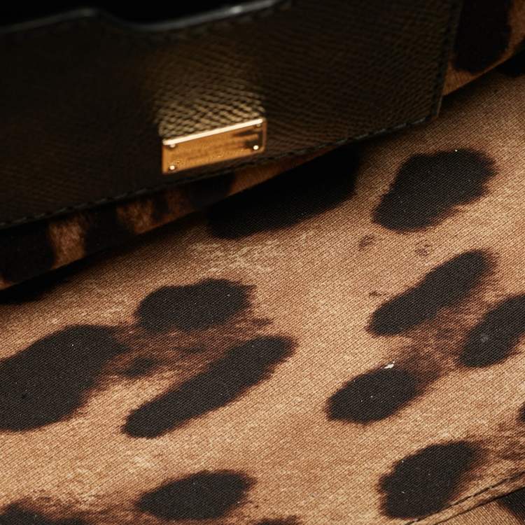 Pre Owned Dolce & Gabbana Miss Sicily Medium Black Leather Top Handle Bag