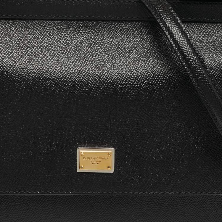 Pre Owned Dolce & Gabbana Miss Sicily Medium Black Leather Top Handle Bag
