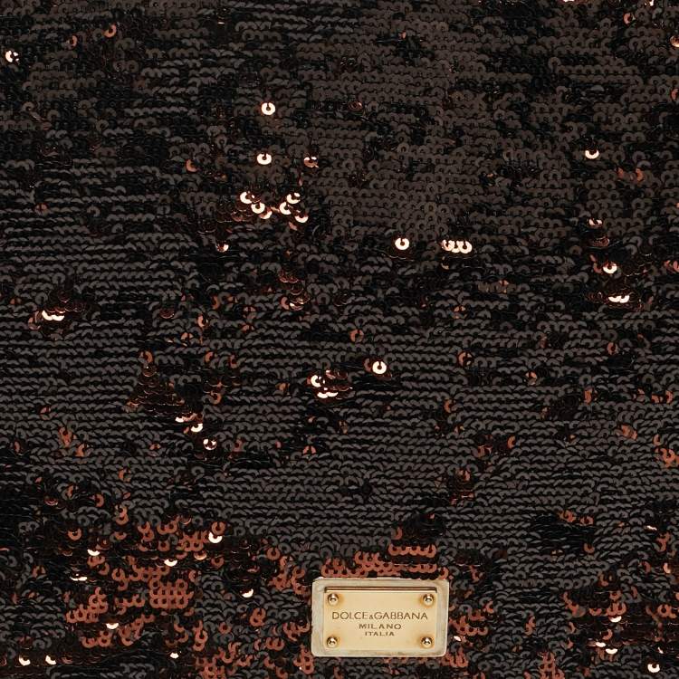 Pre Owned Dolce & Gabbana Miss Charles Metallic Sequins Flap Bag