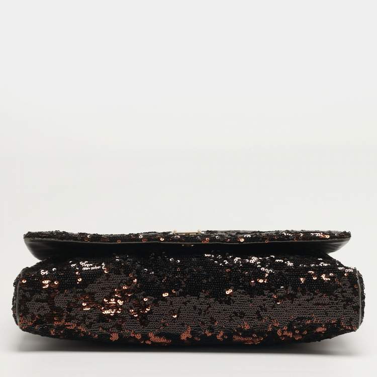 Pre Owned Dolce & Gabbana Miss Charles Metallic Sequins Flap Bag