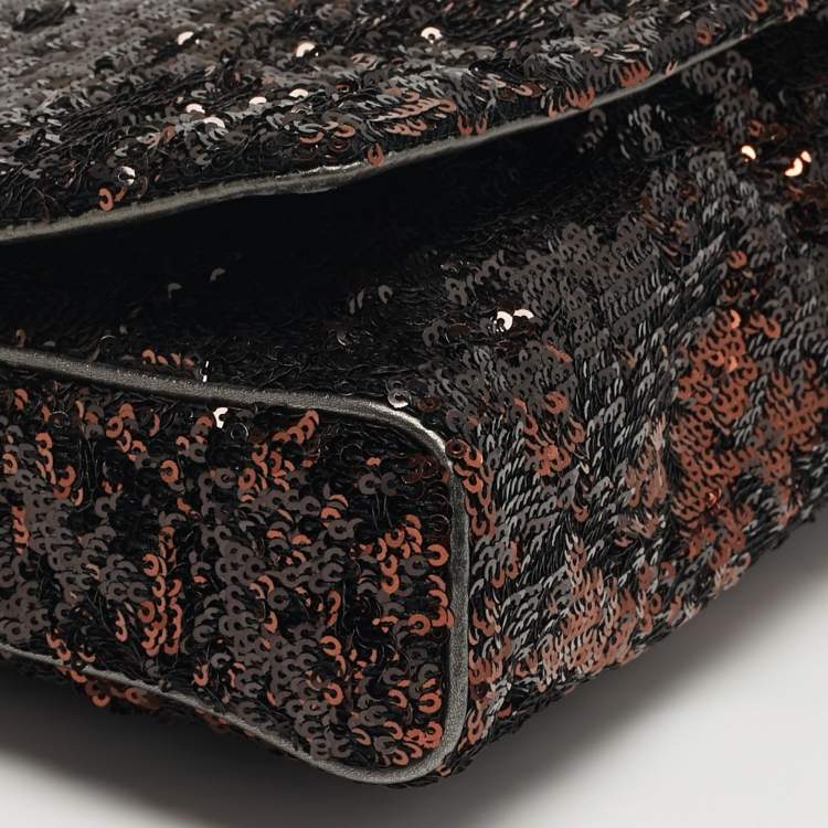 Pre Owned Dolce & Gabbana Miss Charles Metallic Sequins Flap Bag