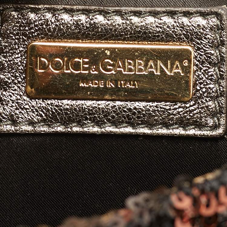 Pre Owned Dolce & Gabbana Miss Charles Metallic Sequins Flap Bag
