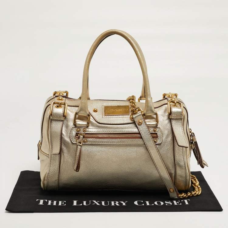 مملوكة مسبقًا Dolce & Gabbana Miss Easy Way Gold Leather Satchel