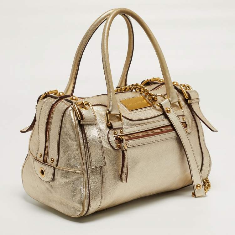 مملوكة مسبقًا Dolce & Gabbana Miss Easy Way Gold Leather Satchel