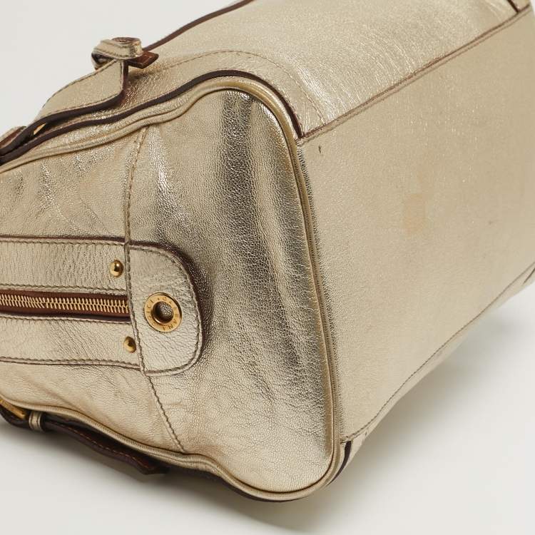 مملوكة مسبقًا Dolce & Gabbana Miss Easy Way Gold Leather Satchel