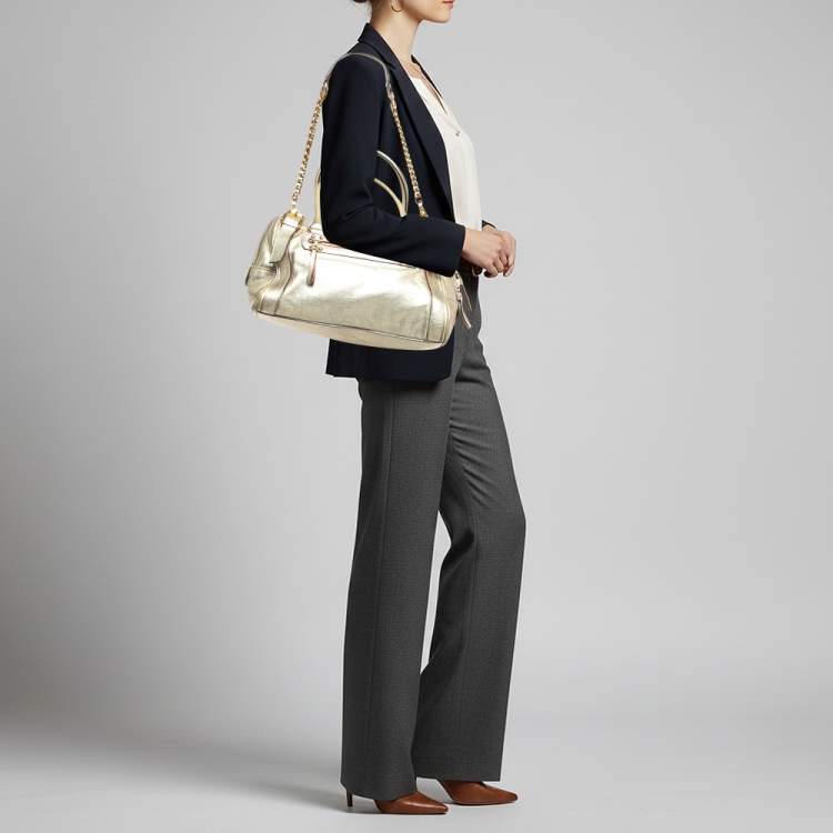 مملوكة مسبقًا Dolce & Gabbana Miss Easy Way Gold Leather Satchel