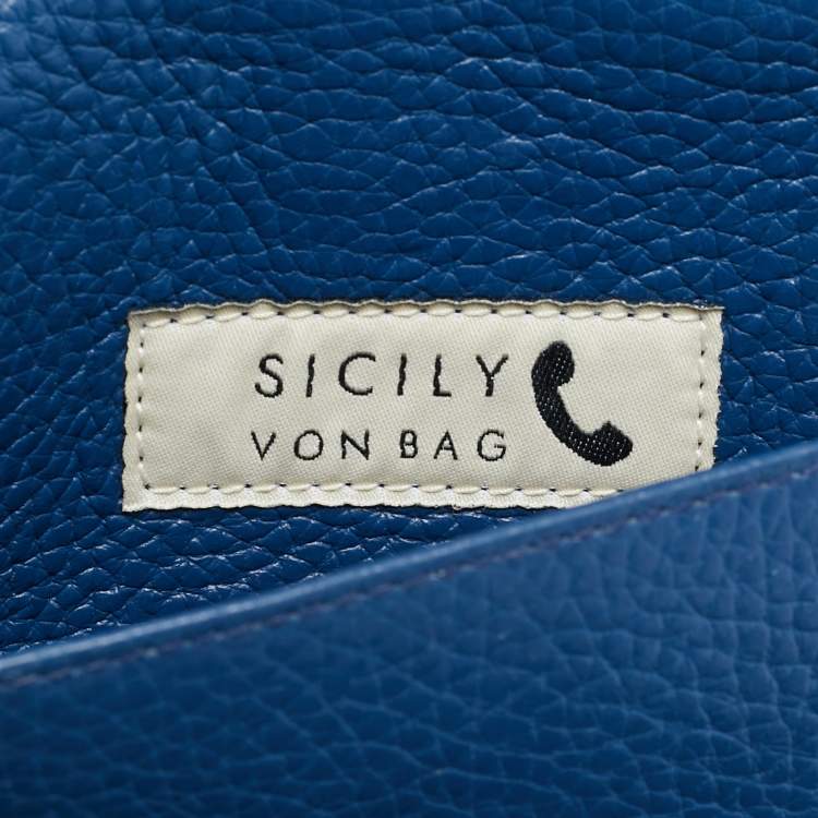 مملوكة مسبقًا Dolce & Gabbana Miss Sicily Von Embellished Blue Leather Wallet On Chain
