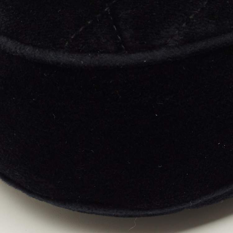 Pre Owned Dolce & Gabbana Devotion Camera Black Matelassé Velvet Crossbody Bag