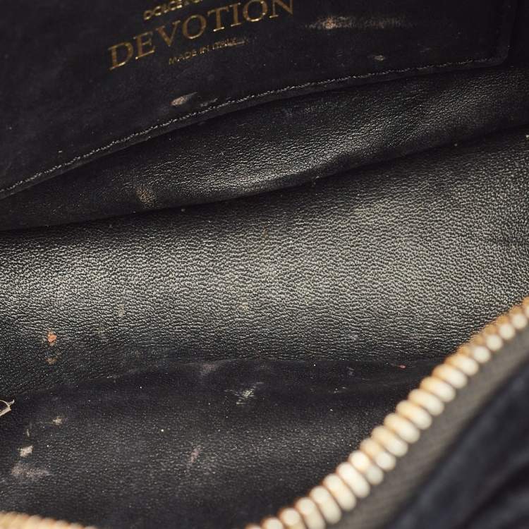 Pre Owned Dolce & Gabbana Devotion Camera Black Matelassé Velvet Crossbody Bag